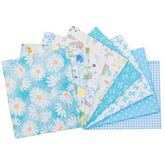 CraftsFabrics Lot de 8 Fat Quarters de tissu 100 % coton à imprimé floral bleu pour bricolage, couture, matelassage et loisirs créatifs pour enfants